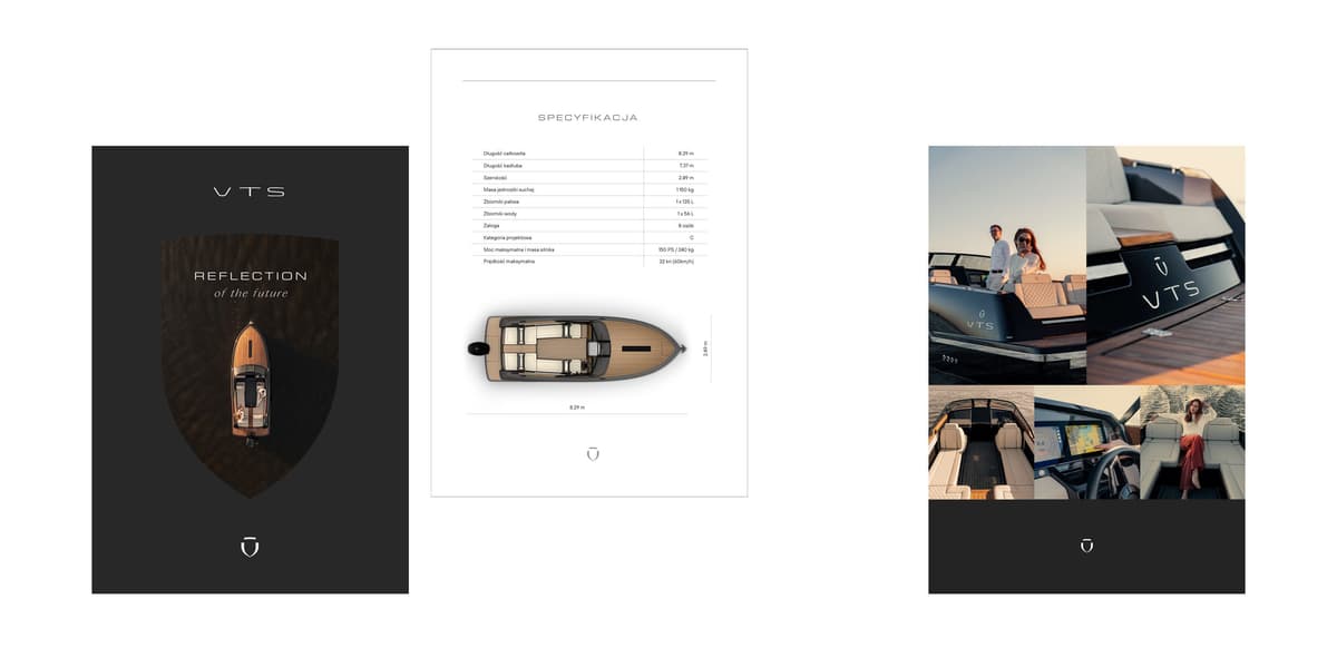 VTS BOATS — Ulotka brandingowa,, materiały na targi